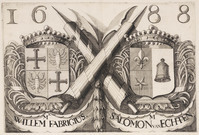 KG 06688h
<br/>
Plattegrond Haarlem: heraldische wapens
<br/>
<em>Hooghe, Romeyn de (1645-1708)</em>
